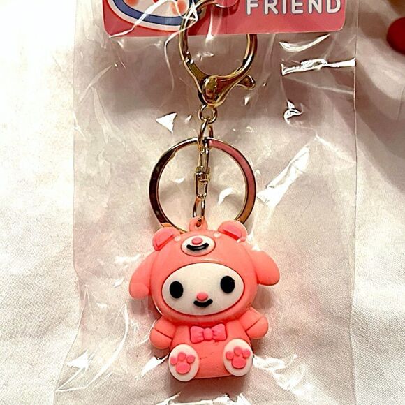 Sanrio Pink Hello Kitty Bear Keychain Bag Charm - Picture 1 of 2